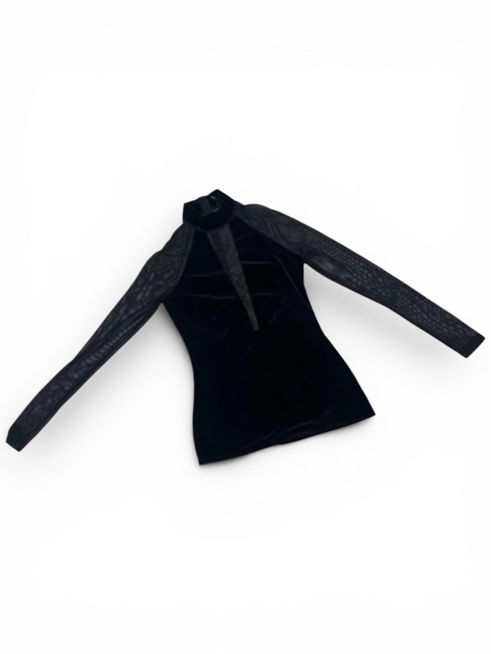 Y2K Deep V Windsor Micro Mesh Velour Top